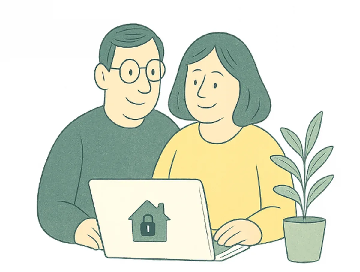 Couple using Willable.ie on a laptop